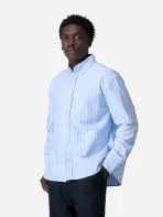 3Sixteen Big Oxford Stripe Shirt Wearing View