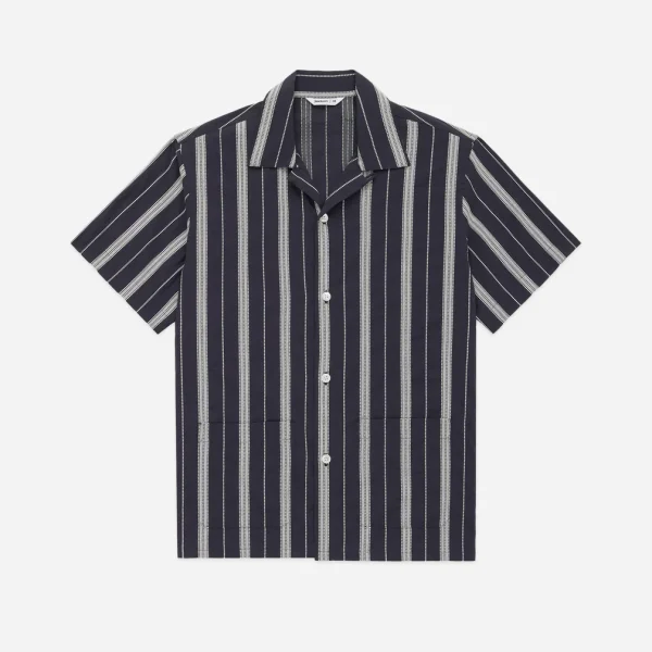 3Sixteen Cabana Black Ticking Stripe Shirt Front Look