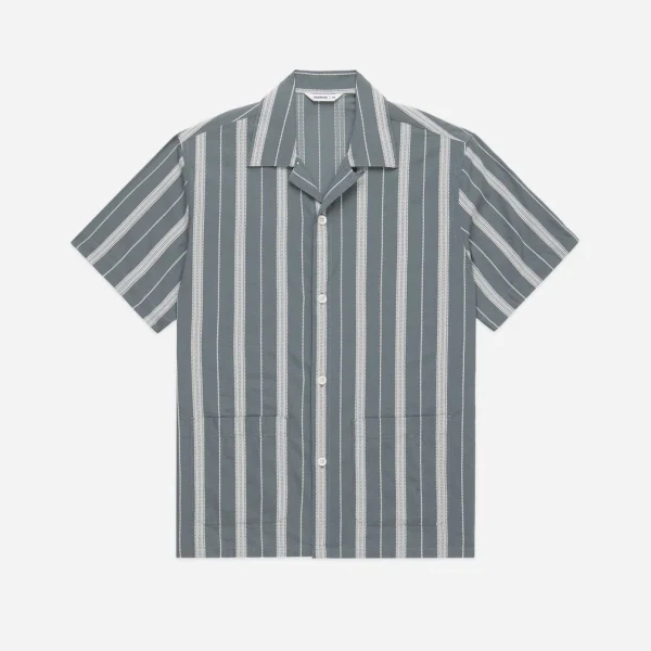 3Sixteen Cabana Grey Ticking Stripe T-Shirt Front Side