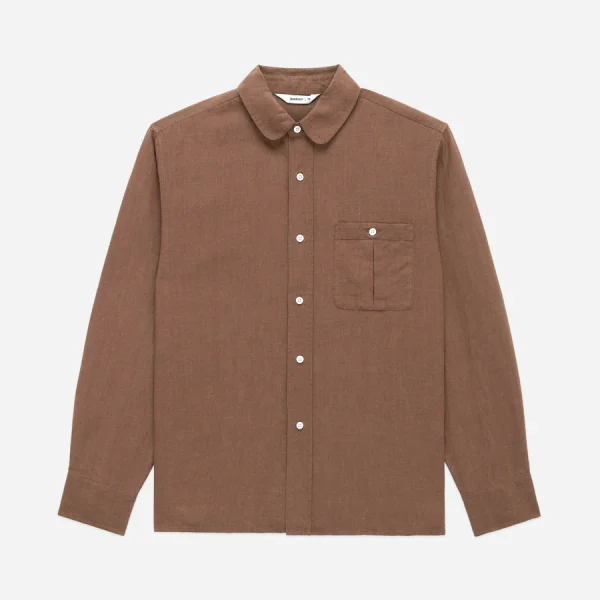 3Sixteen Club Collar Shirt Brown Front Side