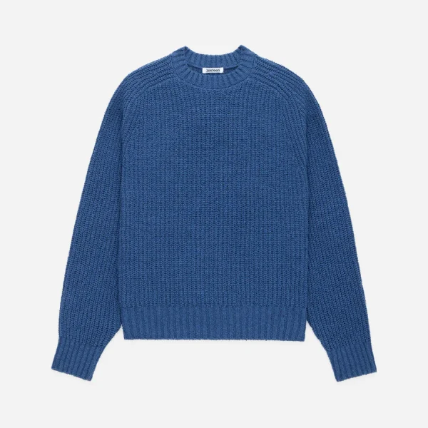 3Sixteen Cotton Crewneck Sweater Blue Front Side