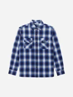 3Sixteen Crosscut Flannel Shirt Blue Front Side