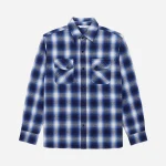 3Sixteen Crosscut Flannel Shirt Blue Front Side