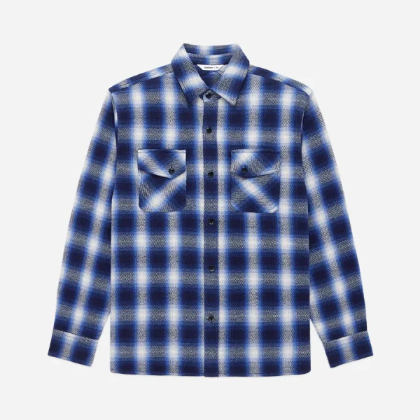 3Sixteen Crosscut Flannel Shirt Blue Front Side