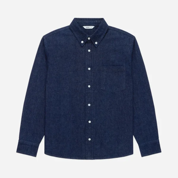 3Sixteen Denim Button Down Shirt Navy Front Side