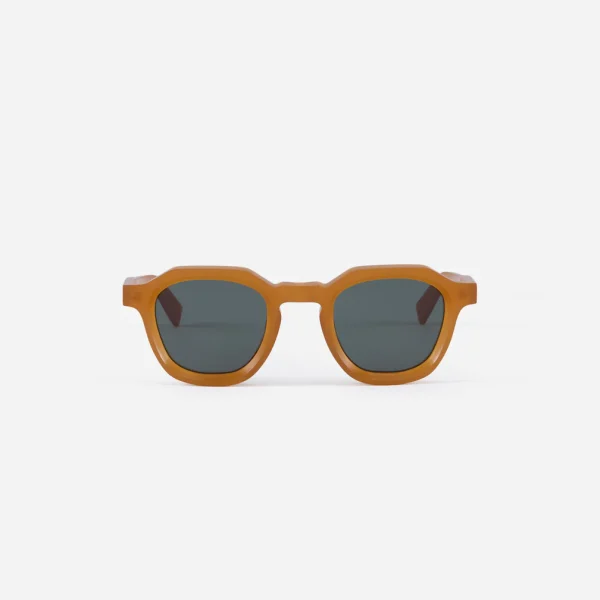 3Sixteen Geometric SP-05 Amber Glasses front view handcrafted Italian acetate frame