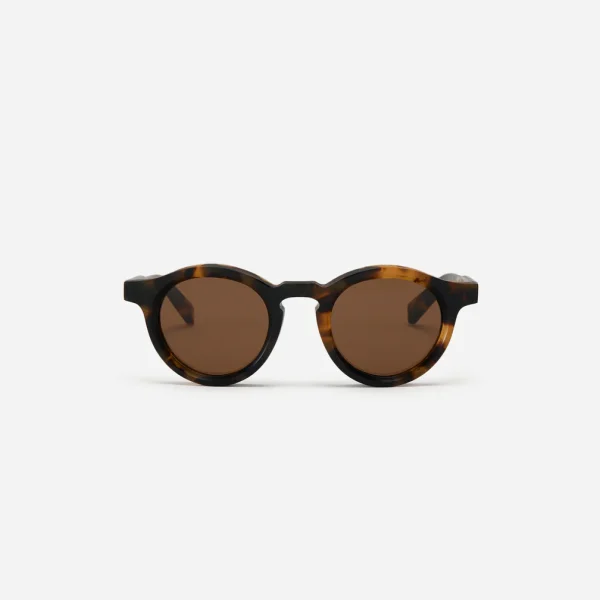 3Sixteen P3 Round SP-01 Brown Lens Tortoise Glasses Front Side
