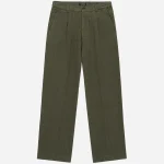 3Sixteen Pleated Trouser Olive Front Side