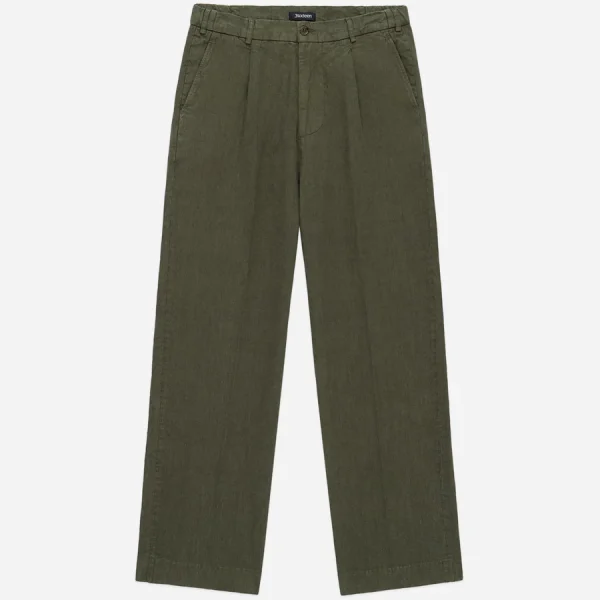 3Sixteen Pleated Trouser Olive Front Side