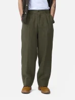 3Sixteen Pleated Trouser Olive Wearing View