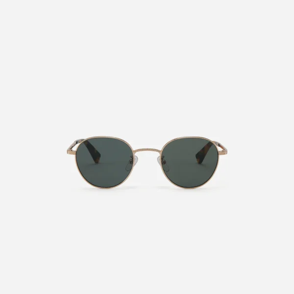 3Sixteen Steel Panto SP-04 Green Lens Gold Glasses Front Side