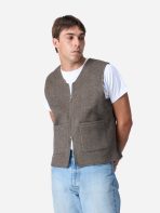 3Sixteen Zip Vest Tobacco Wearing View