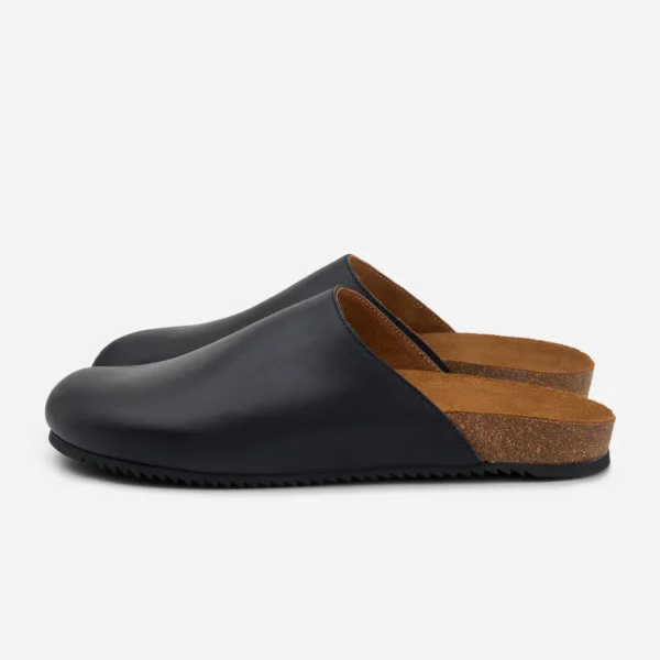 3sixteen Black Calf Leather Mule Sided View