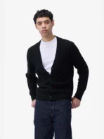 3sixteen Classic Cardigan Black Wearing View