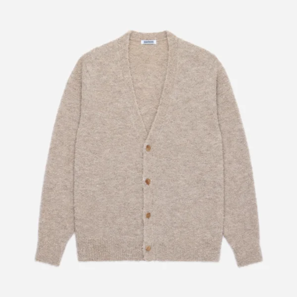 3sixteen Classic V-Neck Cardigan Beige Front Look
