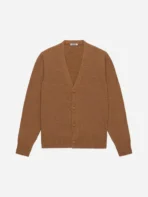 3sixteen Classic V-Neck Cardigan Front In Tan