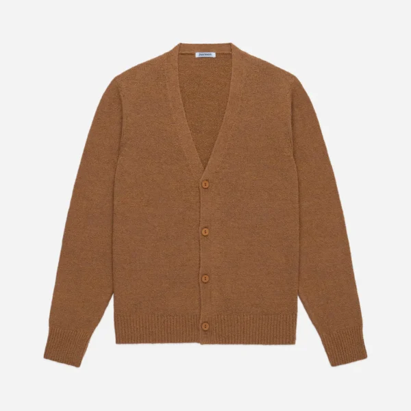 3sixteen Classic V-Neck Cardigan Front In Tan