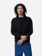3sixteen Heavyweight Fleece Crewneck Black Wearing View