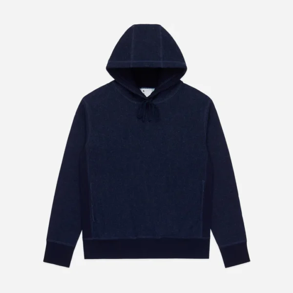 3sixteen Heavyweight Pullover Fleece Hoodie Indigo Front Look