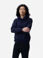 3sixteen Heavyweight Pullover Fleece Hoodie Indigo Wearing View