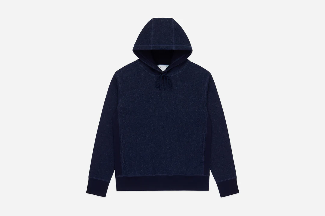 3sixteen Heavyweight Pullover Fleece Hoodie Indigo Front Look