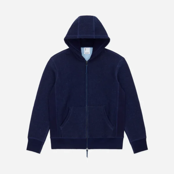 3sixteen Heavyweight Zip Hoodie Indigo Front Look