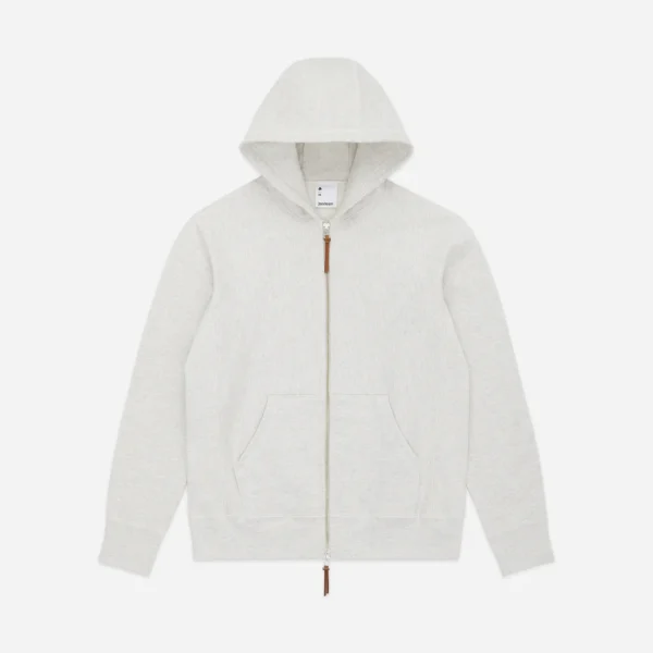 3sixteen Heavyweight Zip Hoodie Oatmeal Front Look