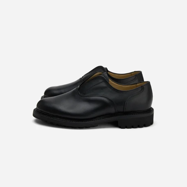 3sixteen Laceless Oxford Waxy Leather Black Shoes Side View