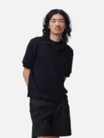 3sixteen Short Sleeve Knit Shirt Black Wearing View