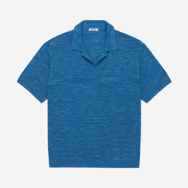3sixteen Short Sleeve Knit Shirt Blue Front Side