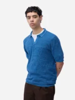 3sixteen Short Sleeve Knit Shirt Blue Wearing View