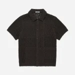 3sixteen Short Sleeve Knit Shirt Chocolate Front Look