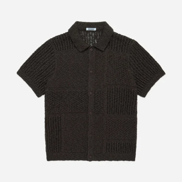 3sixteen Short Sleeve Knit Shirt Chocolate Front Look