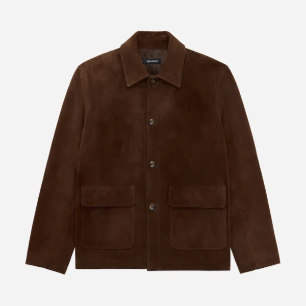 3sixteen Work Chocolate Suede Jacket Front Look